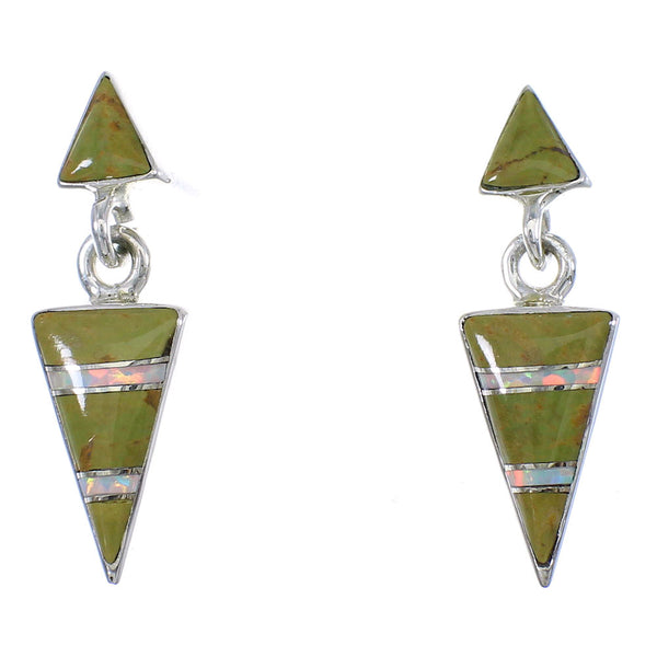 Authentic Sterling Silver Turquoise And Opal Post Dangle Earrings RX66527